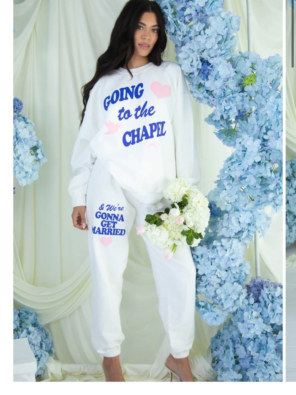 White 'Going to the Chapel' Sweatshirt & Joggers Set